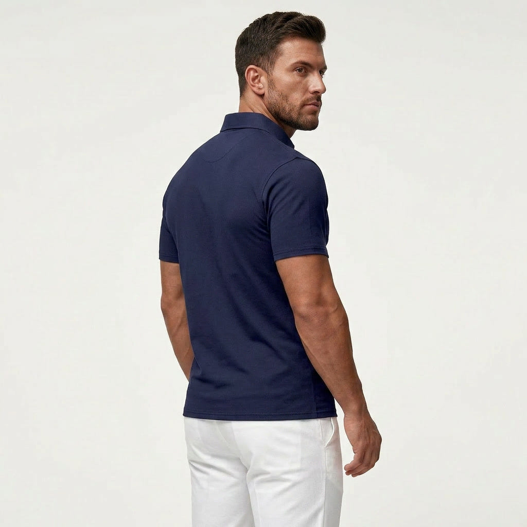 Herren Performance-Poloshirt mit Umlegekragen und Knopfleiste