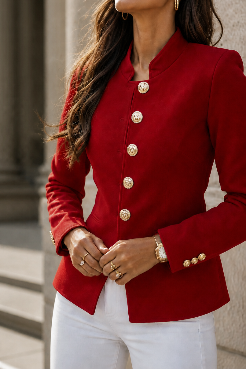 Verity | Gold Button Tailored Military Blazer