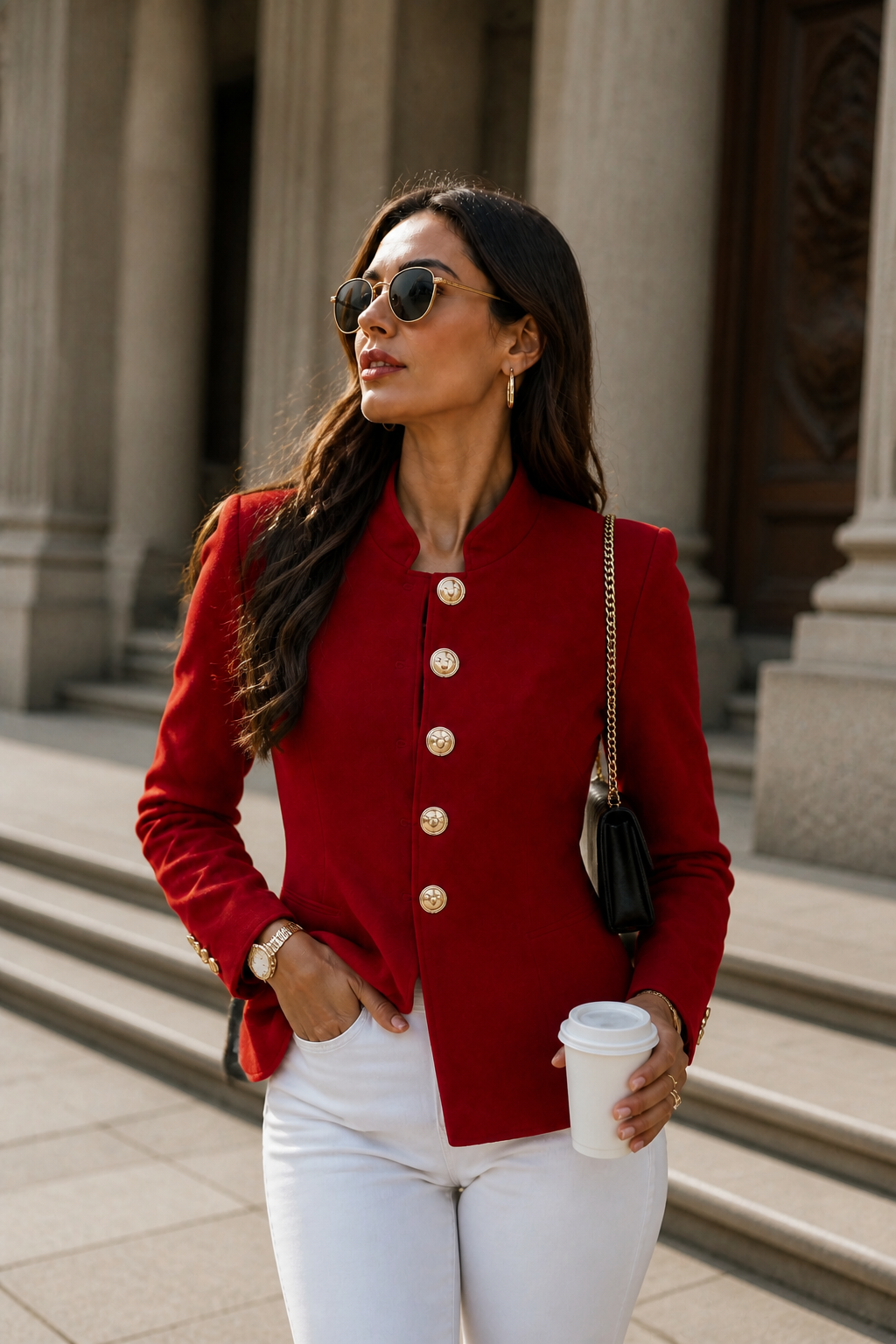 Verity | Gold Button Tailored Military Blazer