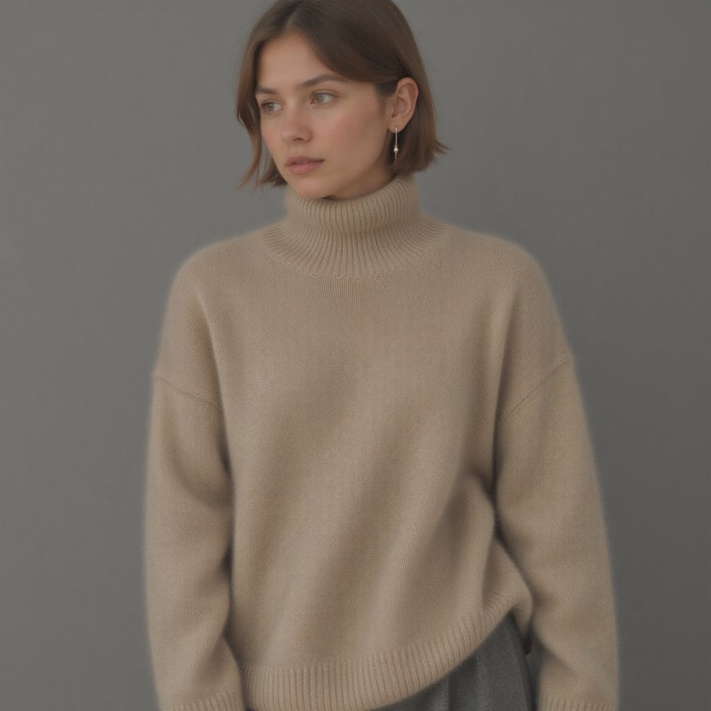 Pull oversize à col roulé pour femme en maille douce