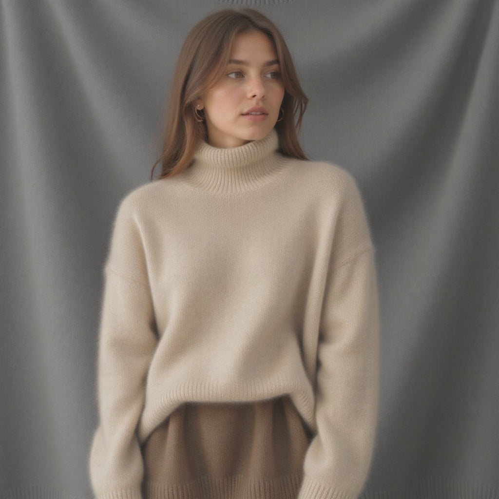 Pull oversize à col roulé pour femme en maille douce
