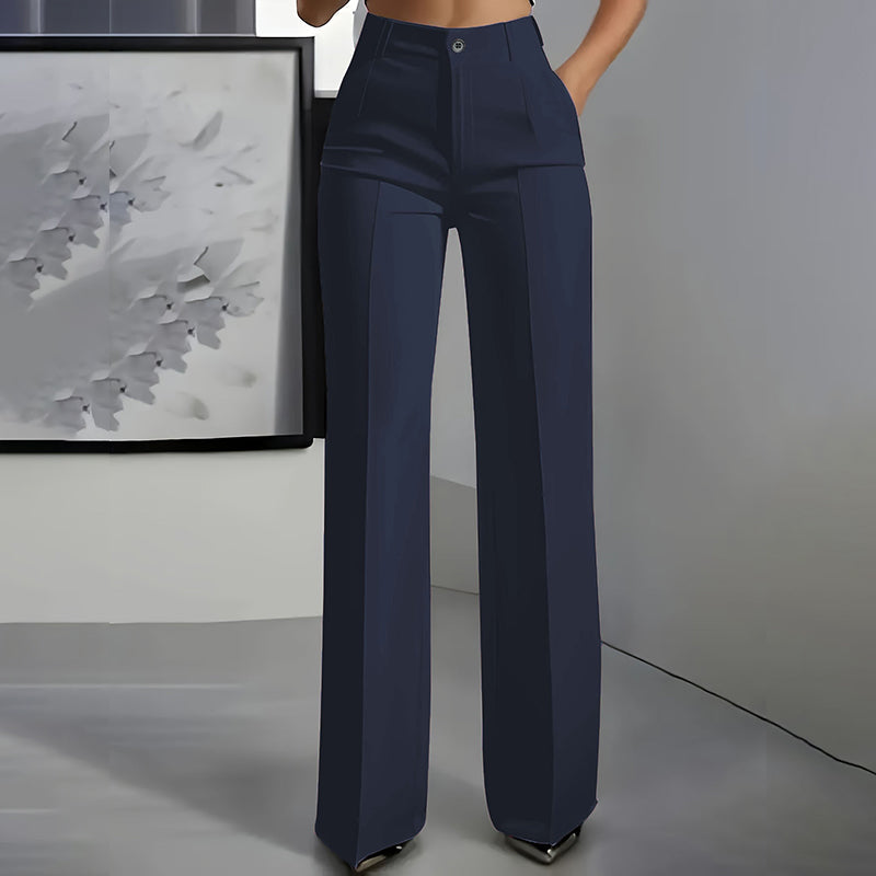 Hochgeschnittene Anzughose mit weitem Bein und Stretchbund
