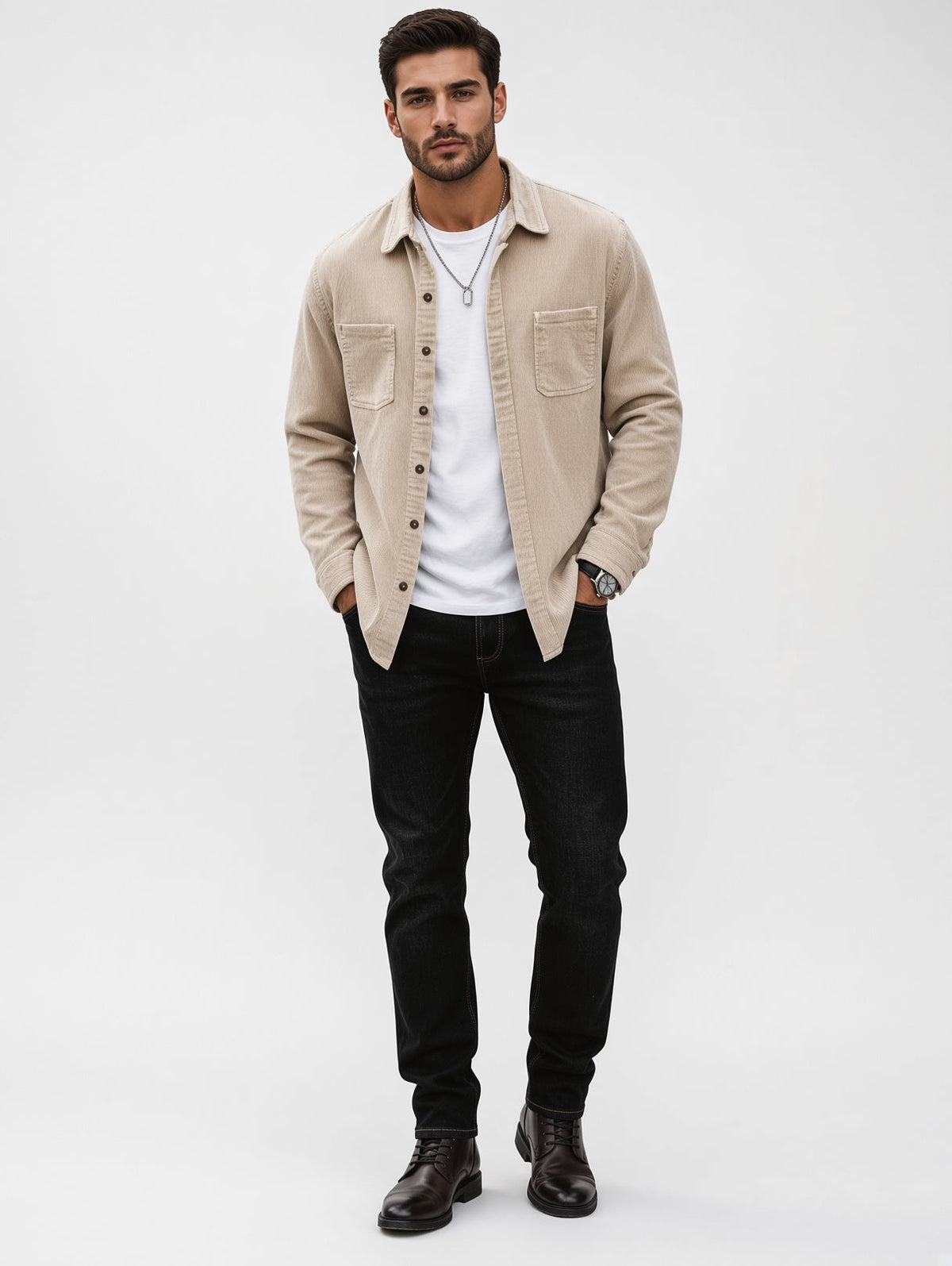 Herren Overshirt aus Cord mit Brusttaschen