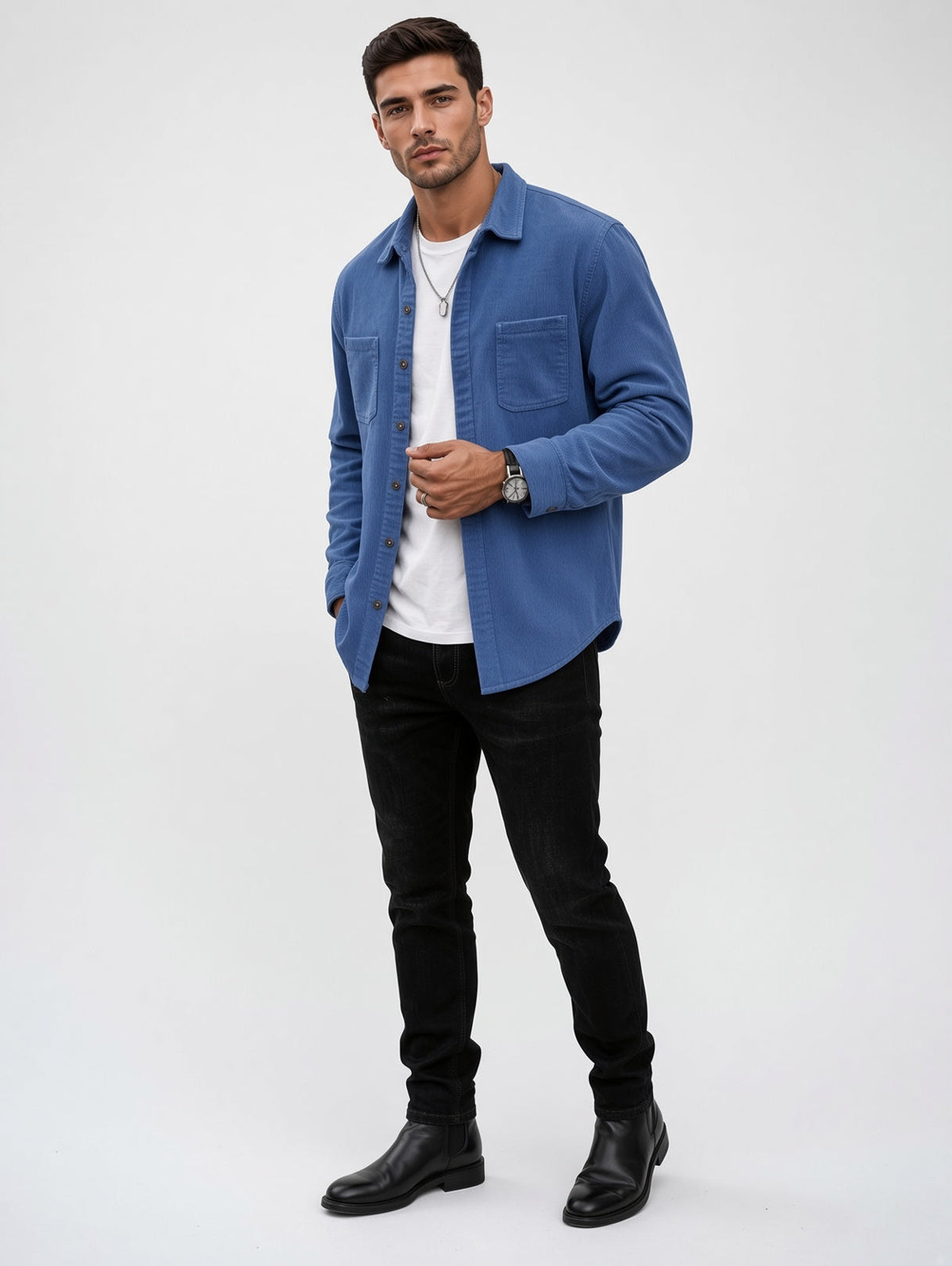 Herren Overshirt aus Cord mit Brusttaschen