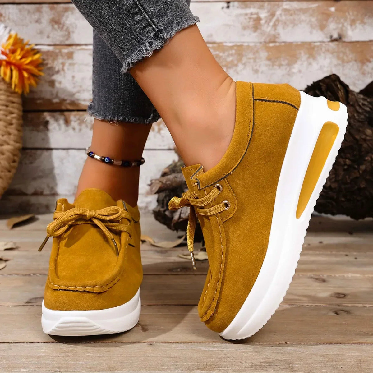 Orthopädische Damen Plateau Loafer zum Schnüren