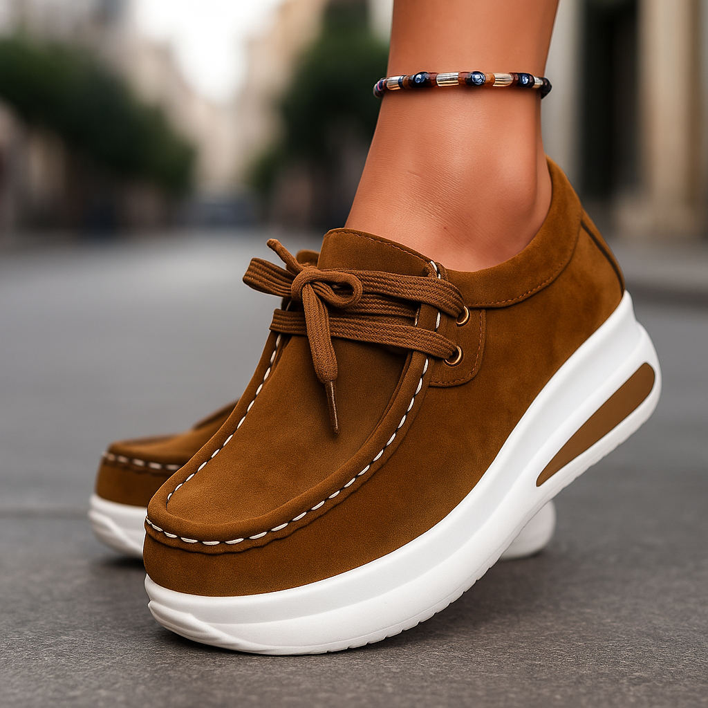Orthopädische Damen Plateau Loafer zum Schnüren