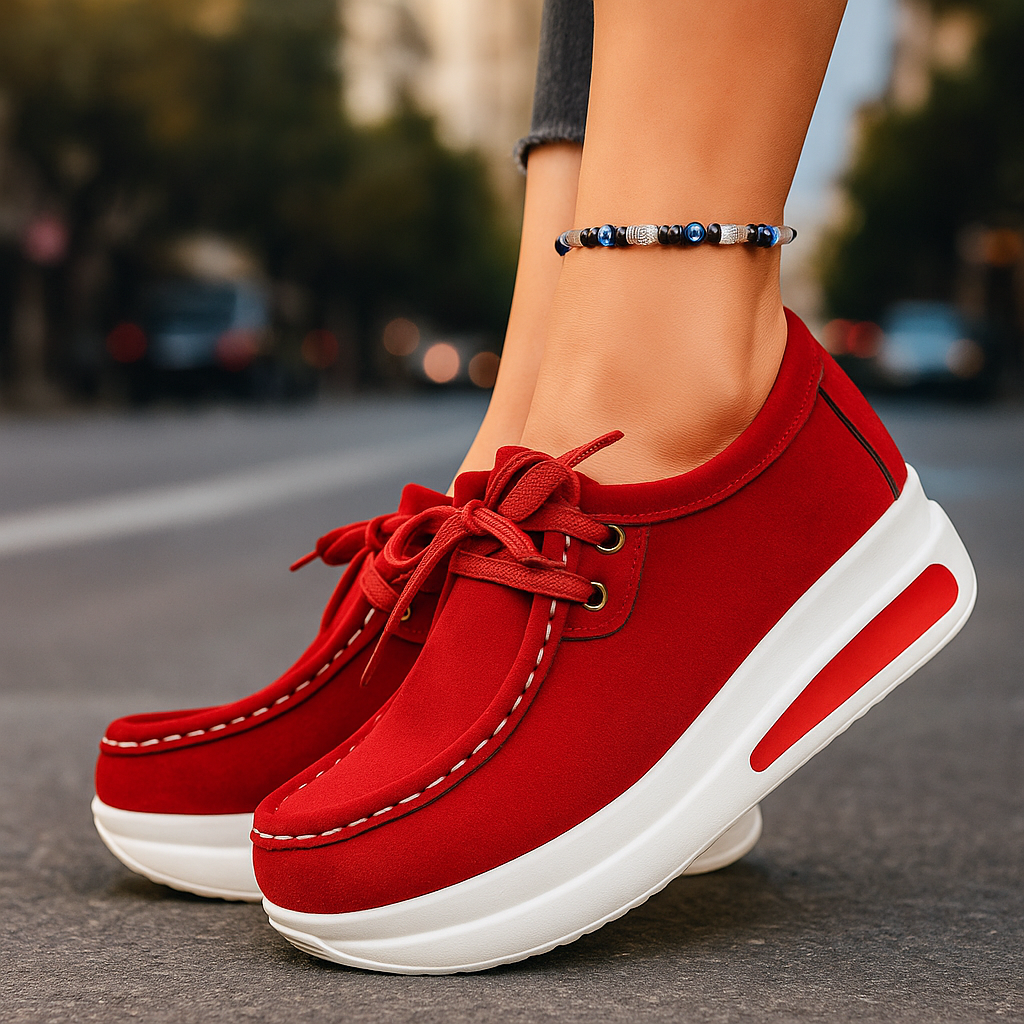 Orthopädische Damen Plateau Loafer zum Schnüren