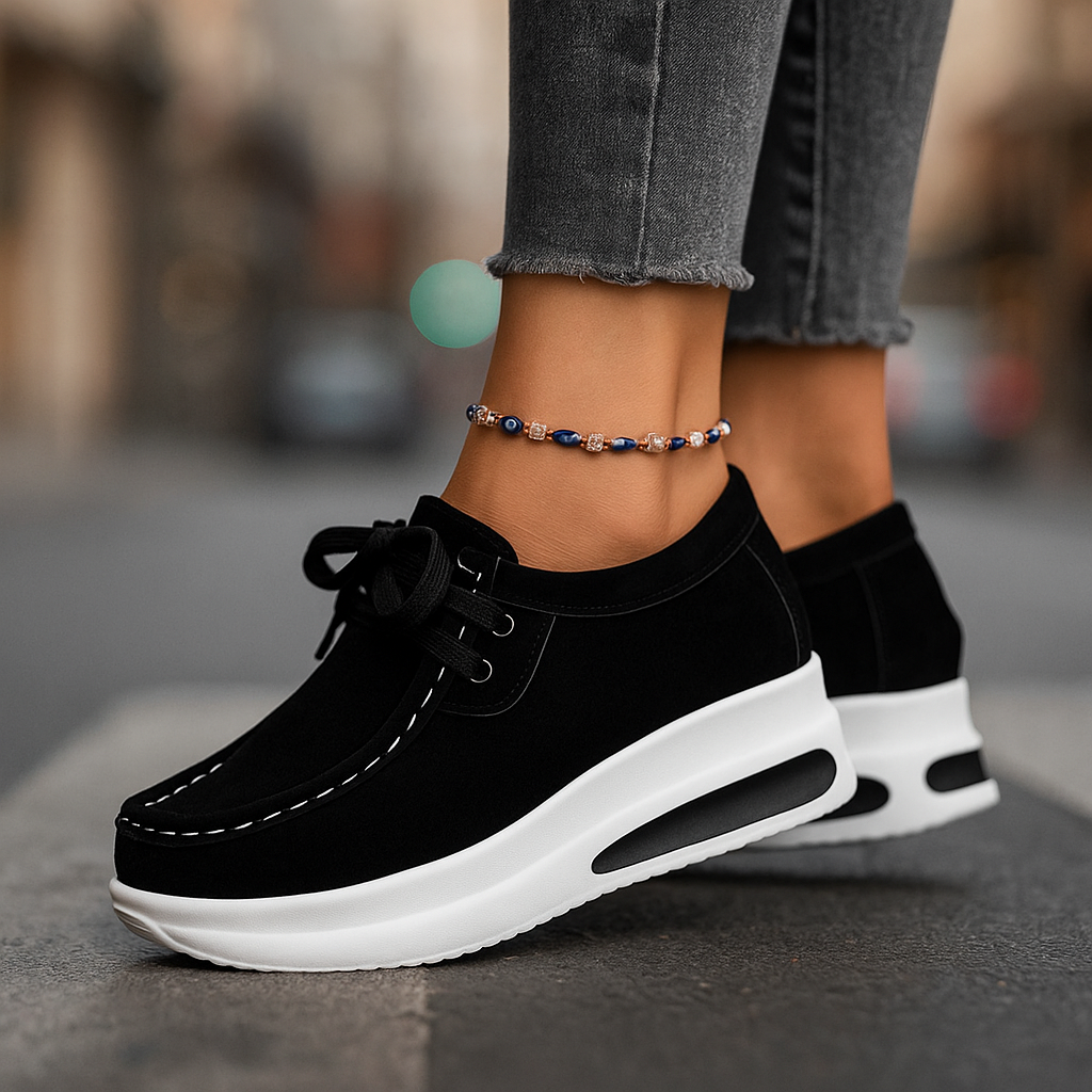 Orthopädische Damen Plateau Loafer zum Schnüren