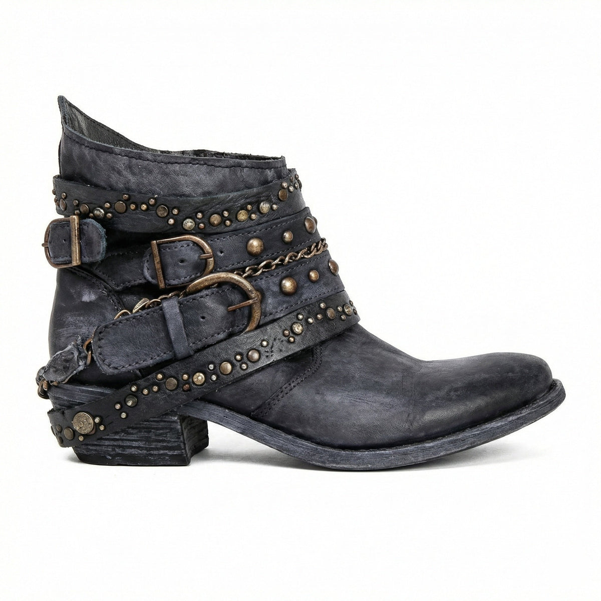 Damen Stiefeletten im Vintage Look mit Kettendetail