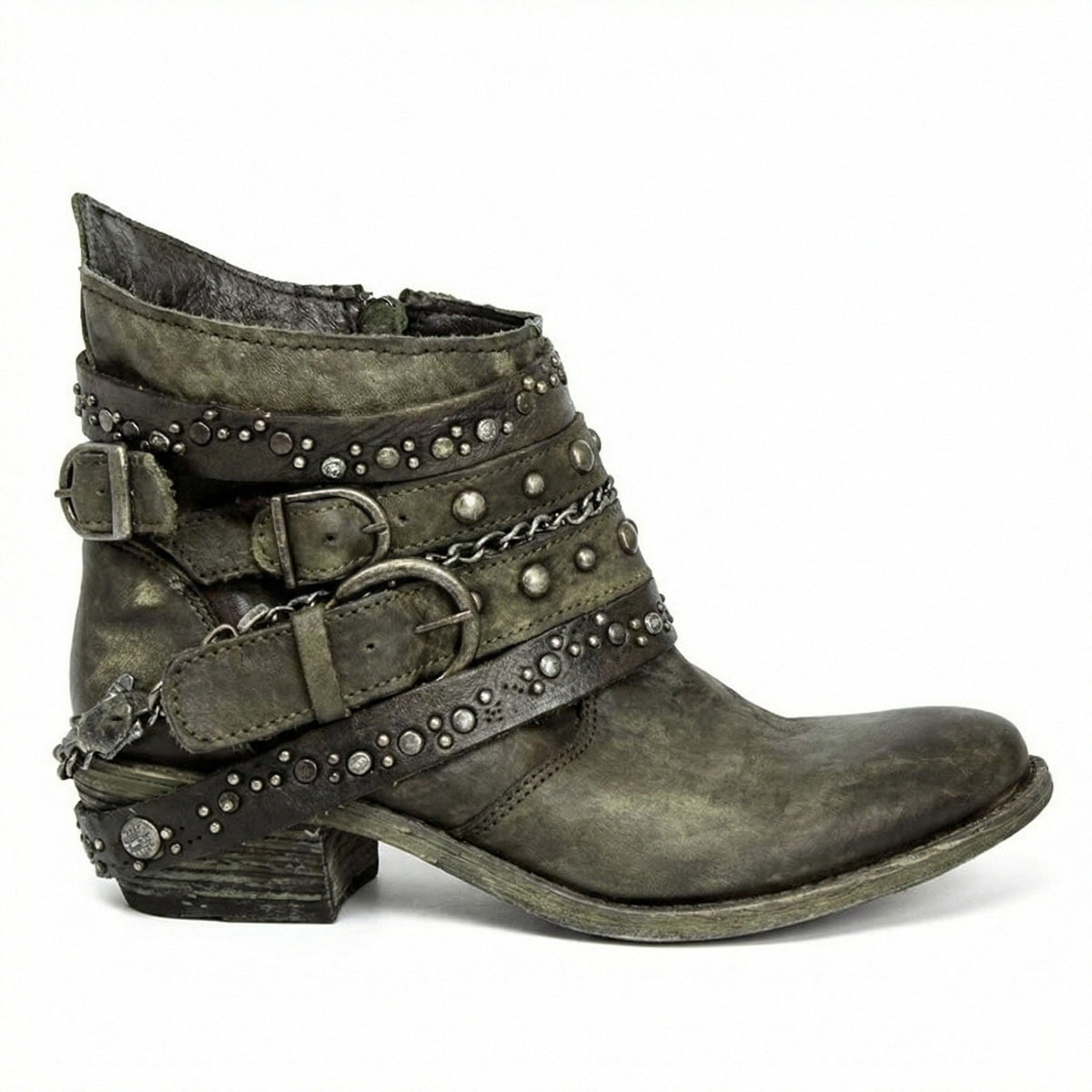 Damen Stiefeletten im Vintage Look mit Kettendetail