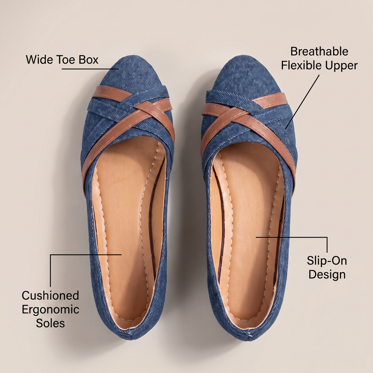 Orthopädische Slip-on Sneaker mit weiter Zehenbox für Damen