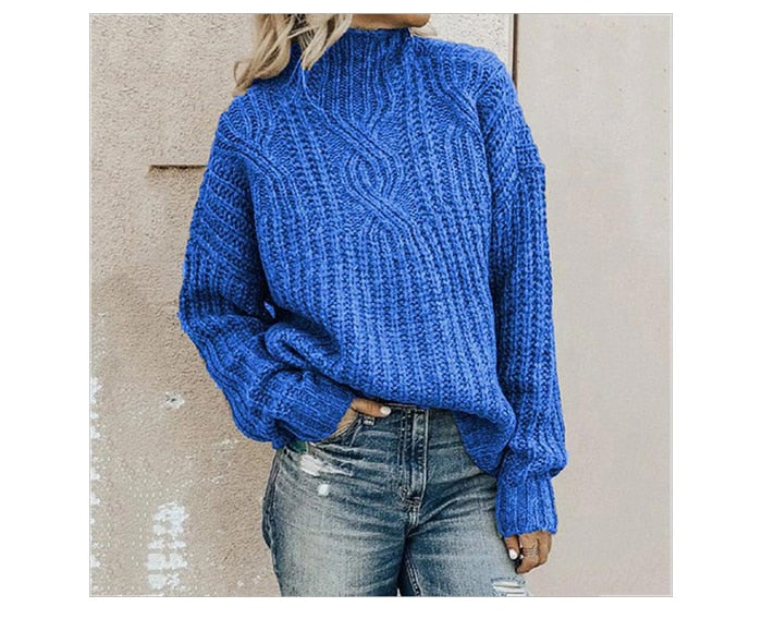 Oversize Damen Rollkragenpullover Aus Baumwolle