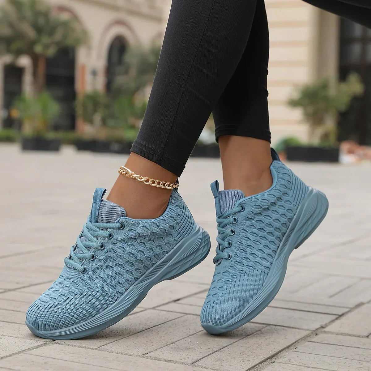 Leichte Damen Strick Sneaker zum Schnüren
