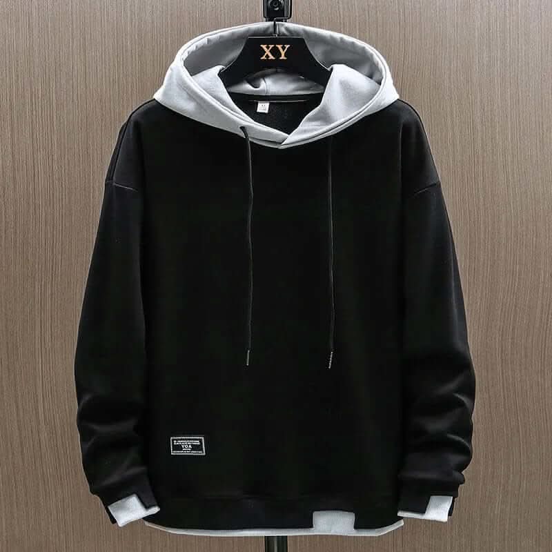 Zweifarbiger Kapuzenpullover mit weichem Fleecefutter