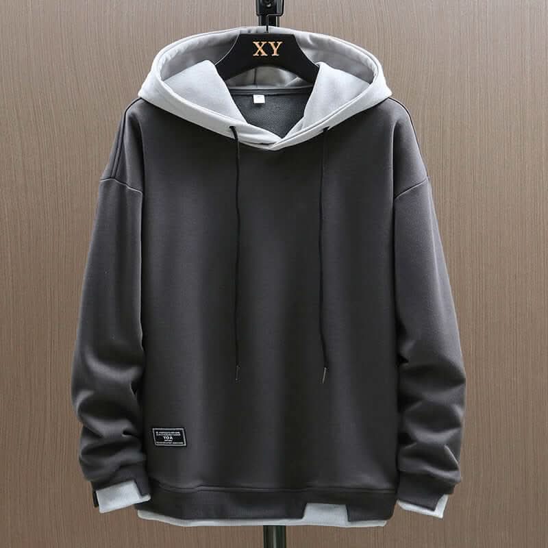 Zweifarbiger Kapuzenpullover mit weichem Fleecefutter