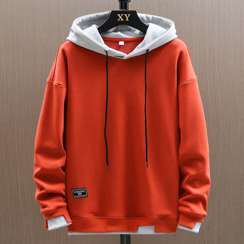 Zweifarbiger Kapuzenpullover mit weichem Fleecefutter