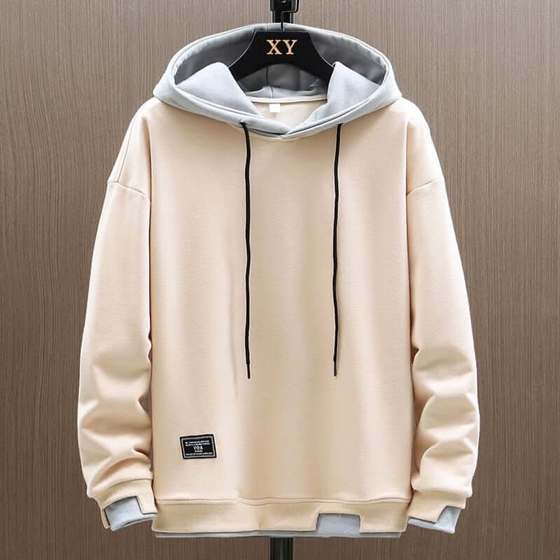 Zweifarbiger Kapuzenpullover mit weichem Fleecefutter