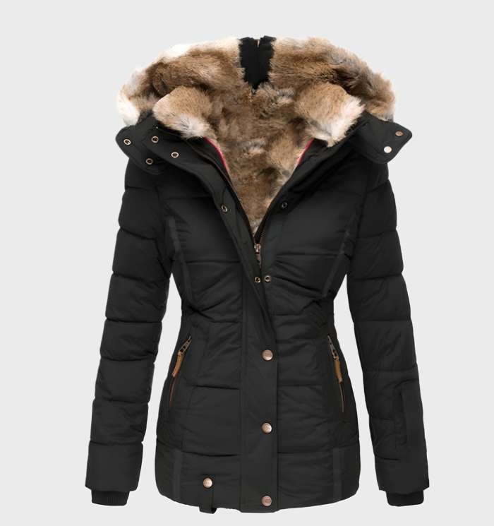 Taillierte Damen Winterjacke mit Kapuze