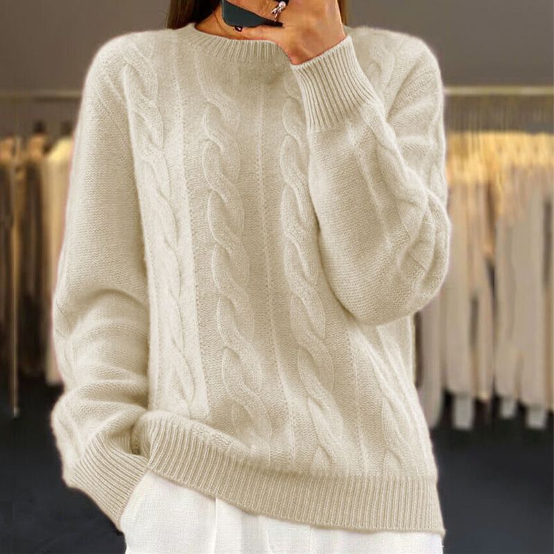 Oversize Zopfstrick Pullover Für Damen