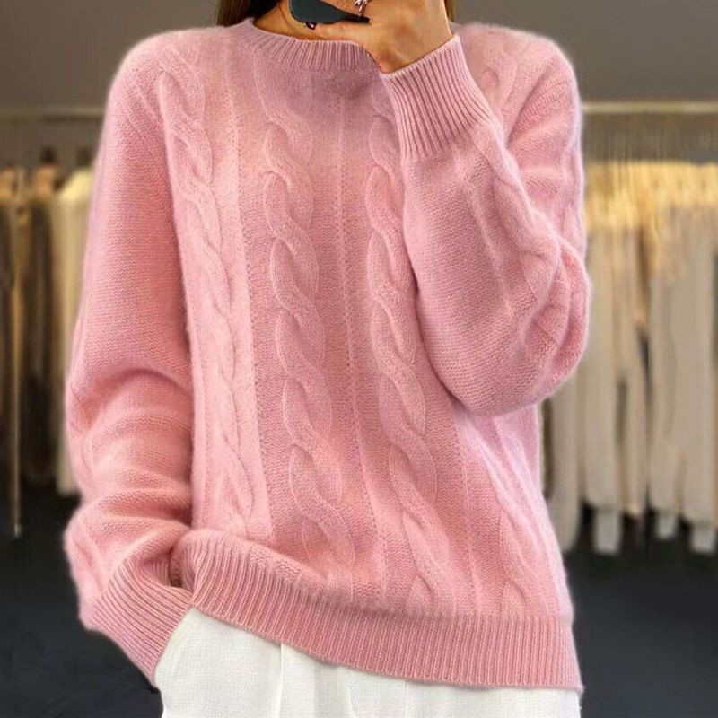Oversize Zopfstrick Pullover Für Damen