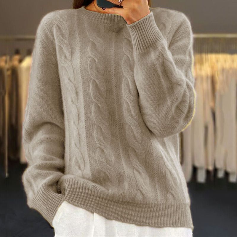 Oversize Zopfstrick Pullover Für Damen