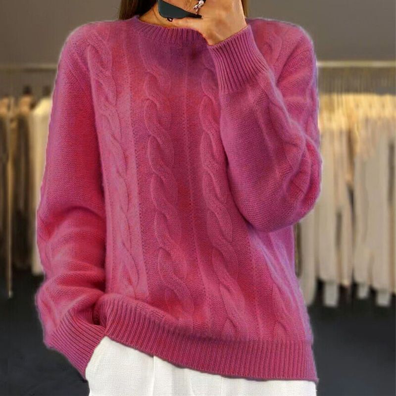 Oversize Zopfstrick Pullover Für Damen