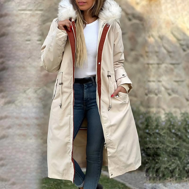 Wasserabweisende Damen Regenjacke mit Kapuze und Innenfutter