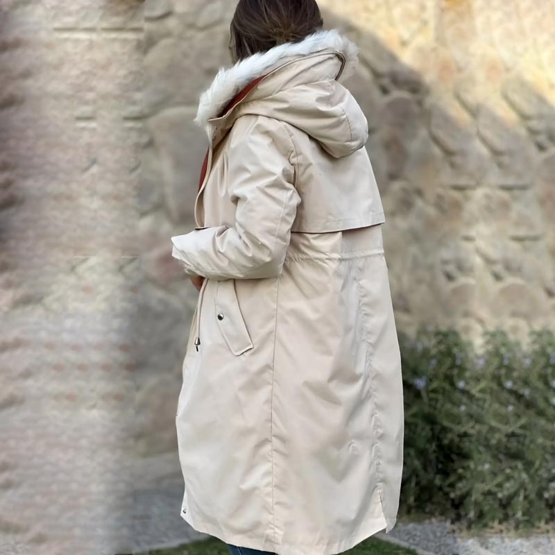 Wasserabweisende Damen Regenjacke mit Kapuze und Innenfutter