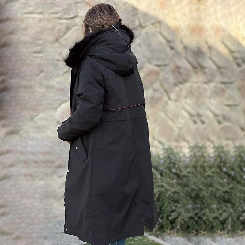 Wasserabweisende Damen Regenjacke mit Kapuze und Innenfutter