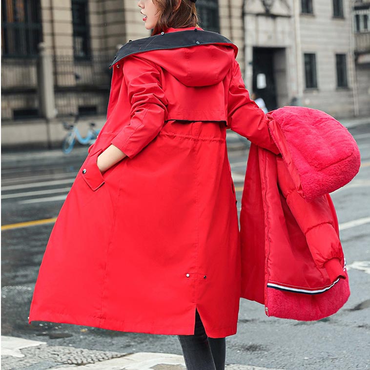 Wasserabweisende Damen Regenjacke mit Kapuze und Innenfutter