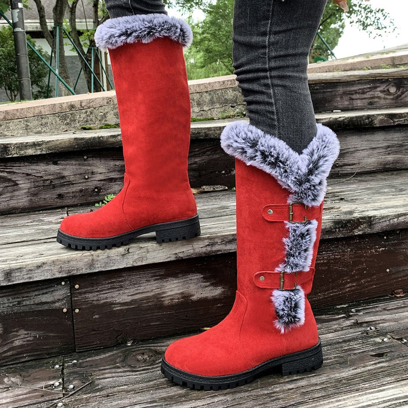 Damen Schneestiefel Mit Dickem Plüschfutter In Wadenhöhe