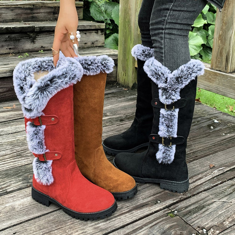 Damen Schneestiefel Mit Dickem Plüschfutter In Wadenhöhe
