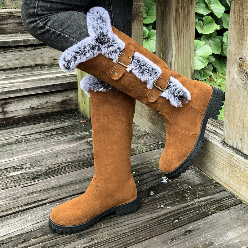 Damen Schneestiefel Mit Dickem Plüschfutter In Wadenhöhe