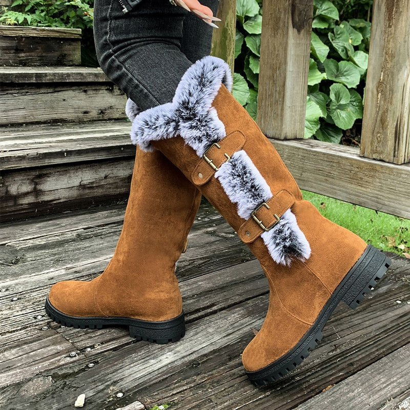 Damen Schneestiefel Mit Dickem Plüschfutter In Wadenhöhe