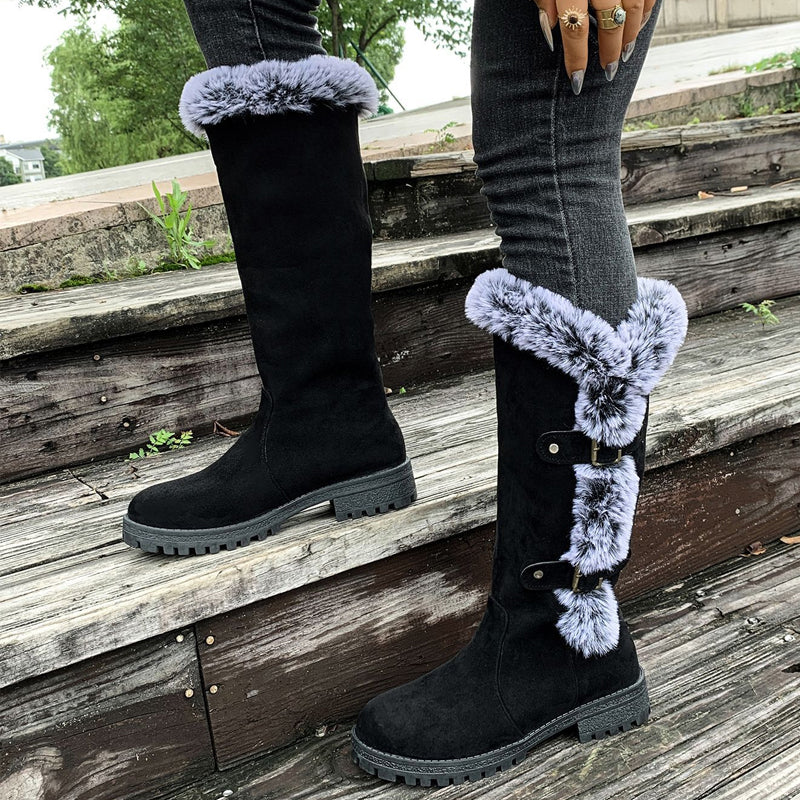 Damen Schneestiefel Mit Dickem Plüschfutter In Wadenhöhe