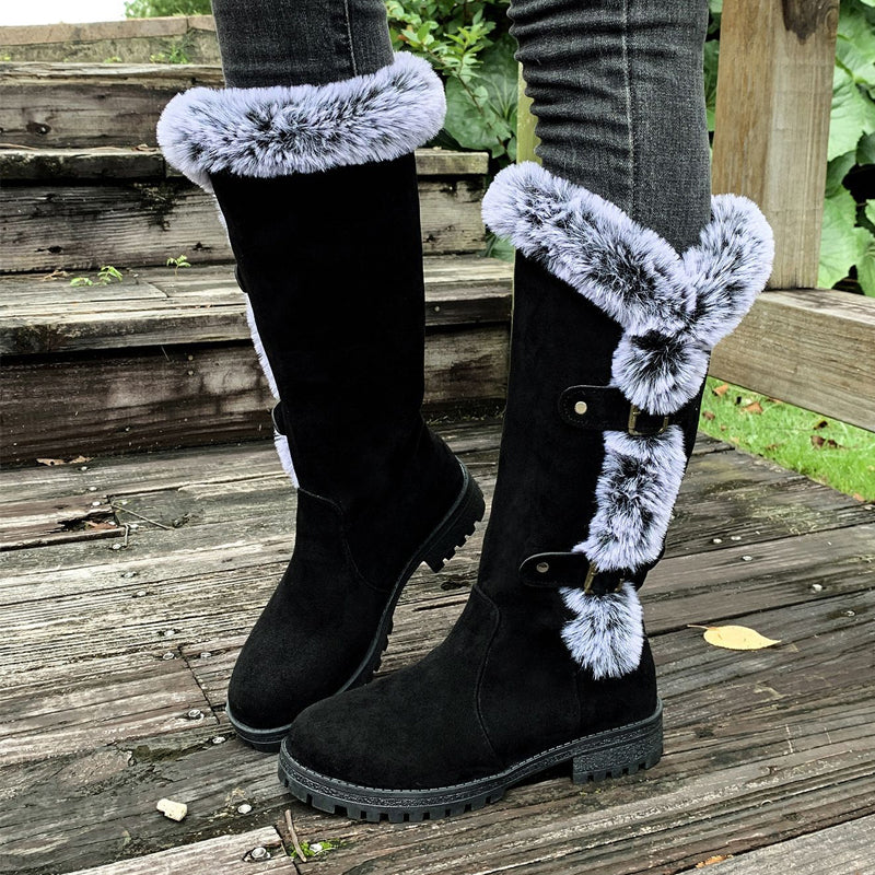 Damen Schneestiefel Mit Dickem Plüschfutter In Wadenhöhe