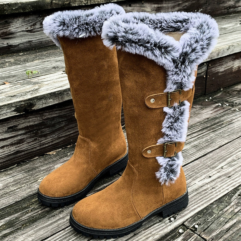 Damen Schneestiefel Mit Dickem Plüschfutter In Wadenhöhe