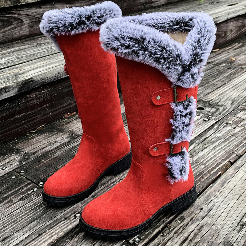 Damen Schneestiefel Mit Dickem Plüschfutter In Wadenhöhe