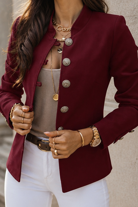 Verity | Gold Button Tailored Military Blazer