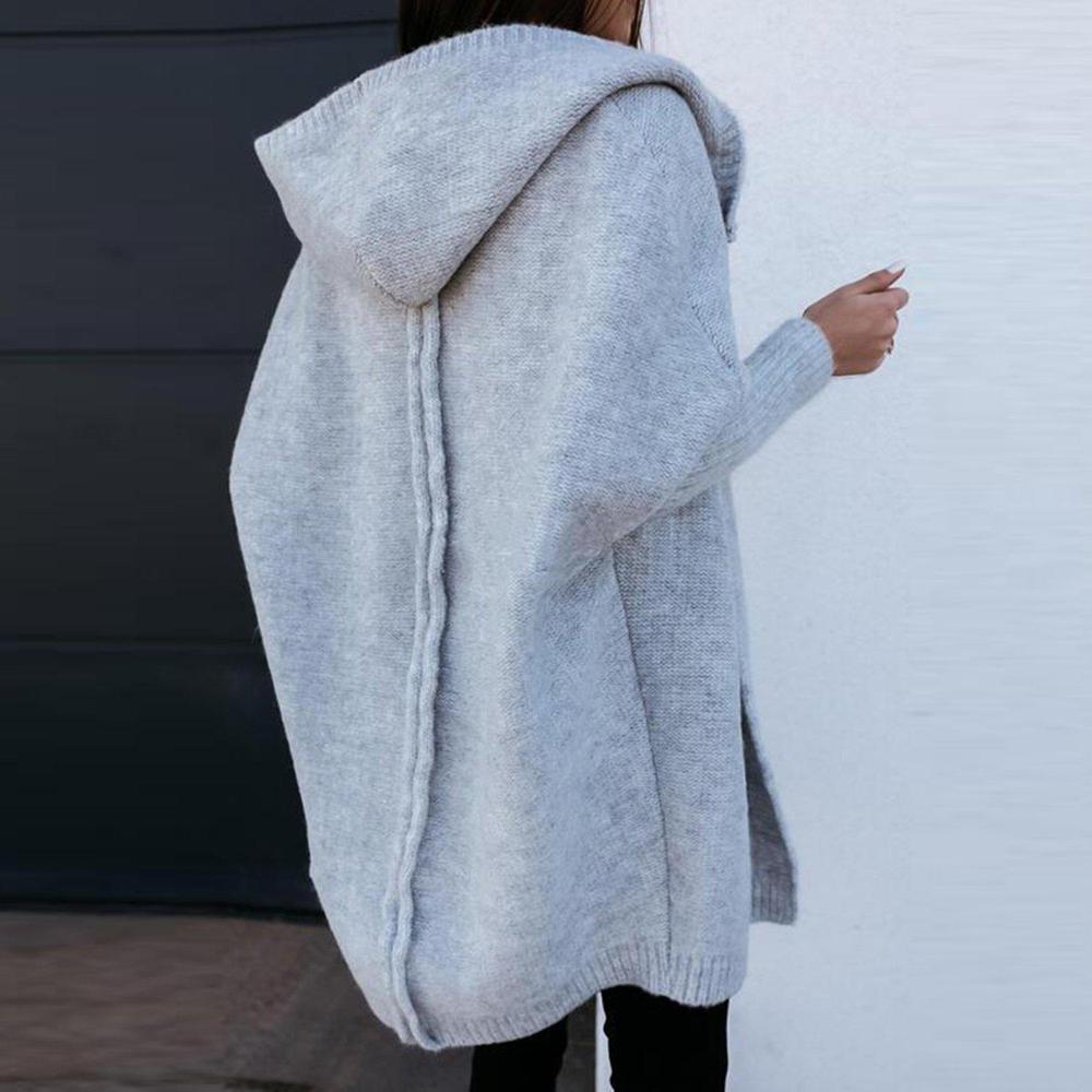 Oversize Damen Strickjacke Mit Kapuze Im Boxy Schnitt