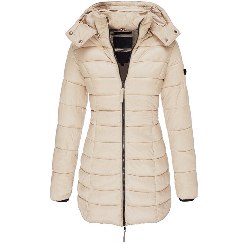 Warme Damen Steppjacke Mit Kapuze Und Reißverschluss