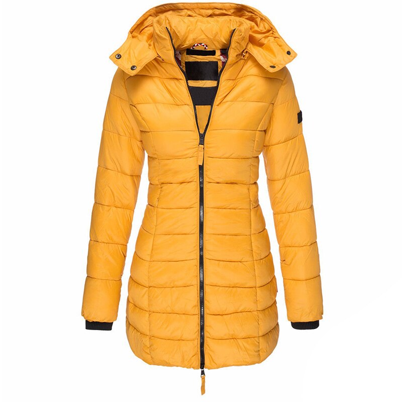 Warme Damen Steppjacke Mit Kapuze Und Reißverschluss
