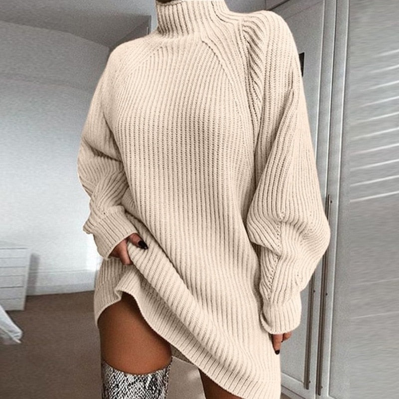 Rollkragen Strickkleid Mit Weiter Passform