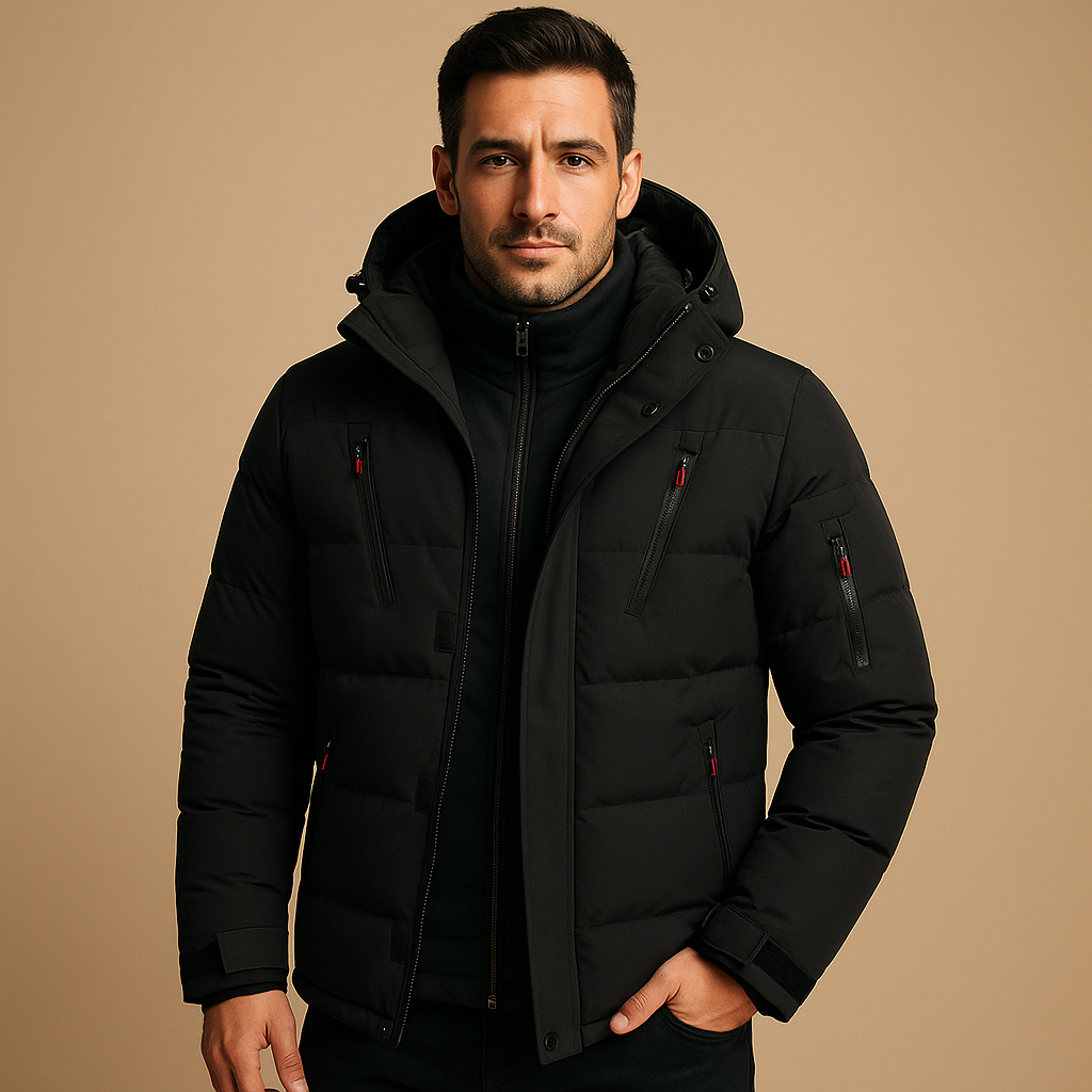 Dick Gefütterte Herren Winterjacke mit Reißverschluss