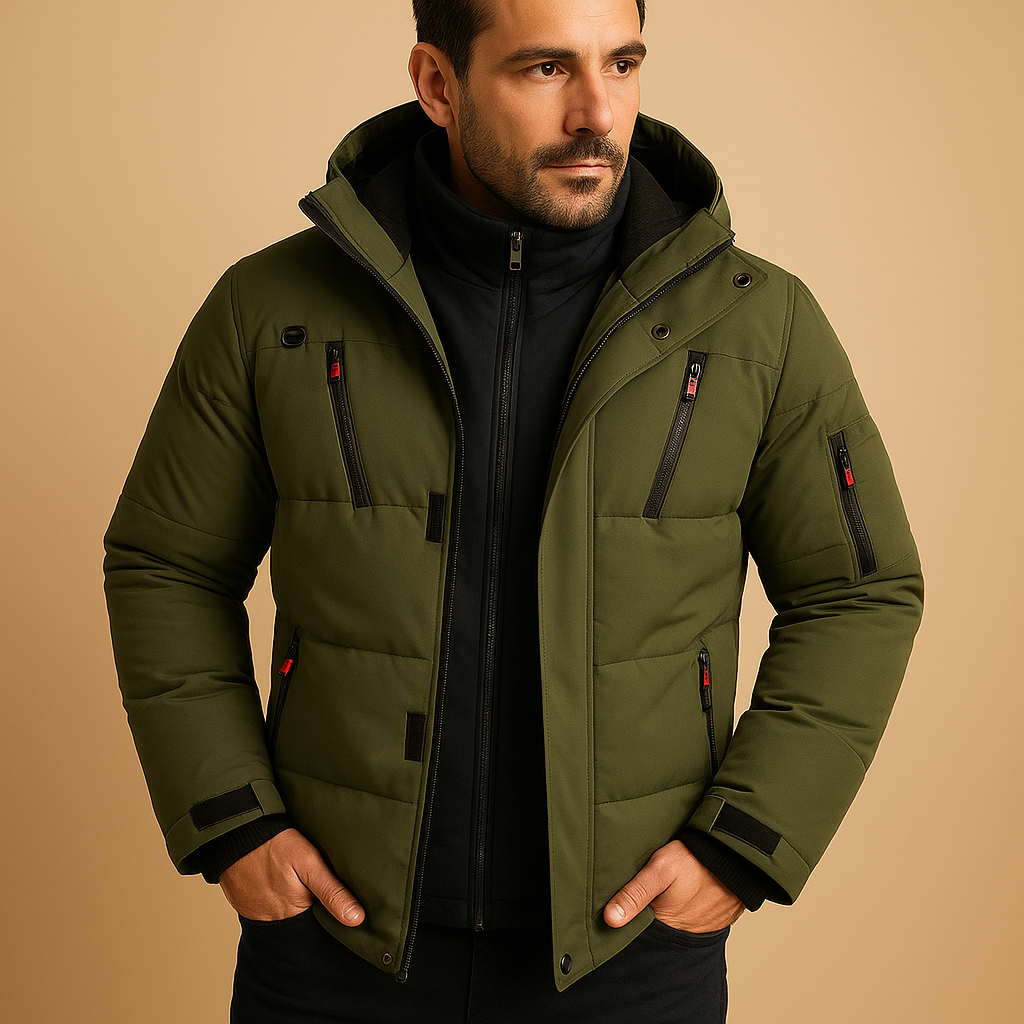 Dick Gefütterte Herren Winterjacke mit Reißverschluss