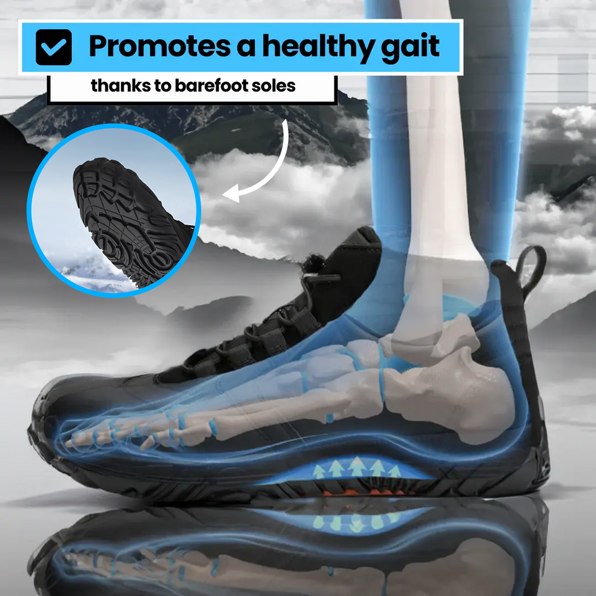 Gefütterte Barfuss-Winterschuhe mit Warmfutter und Weiter Zehenbox