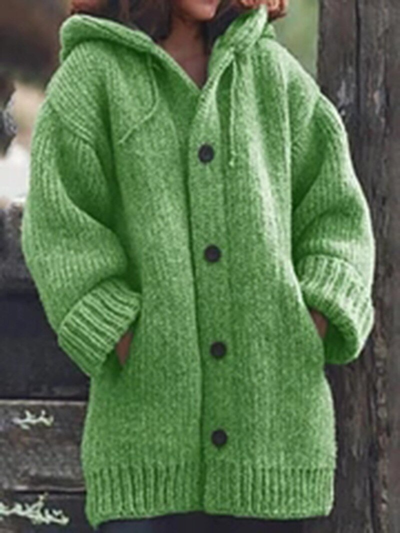 Lockere Damen Strickjacke Mit Kapuze