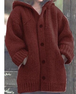 Lockere Damen Strickjacke Mit Kapuze