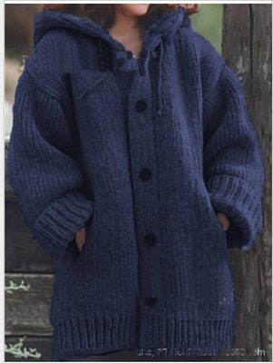Lockere Damen Strickjacke Mit Kapuze