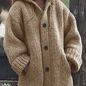 Lockere Damen Strickjacke Mit Kapuze